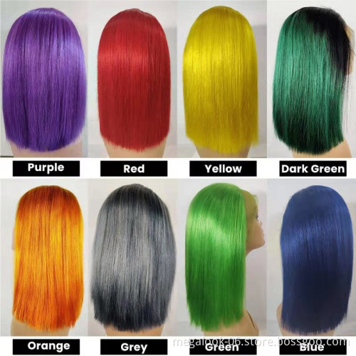 Megalook Short Bob Wigs Human Lace Frontal Closure Bob Wigs 150% 180% Full Brazilian Cuticle Aligned Human Hair Wig